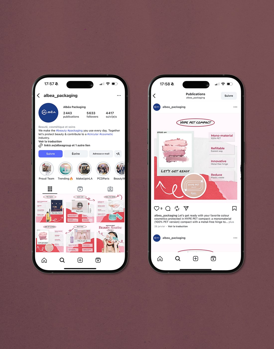 Albéa — mockup social media