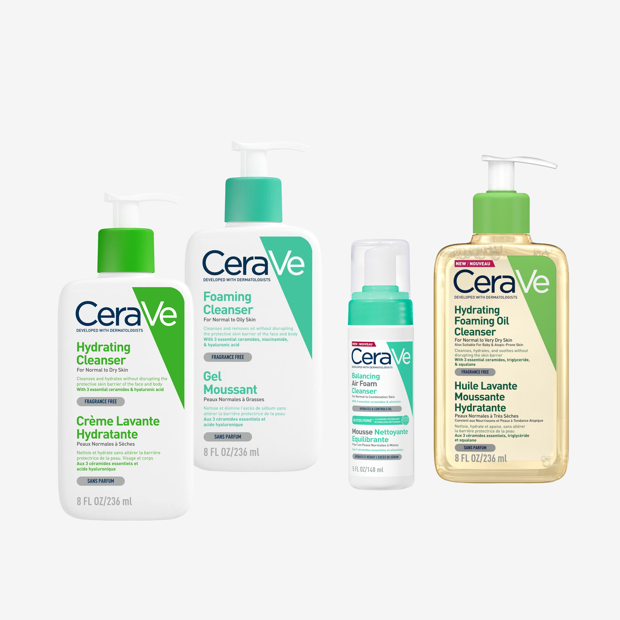 CeraVe — nettoyants, avant retouche